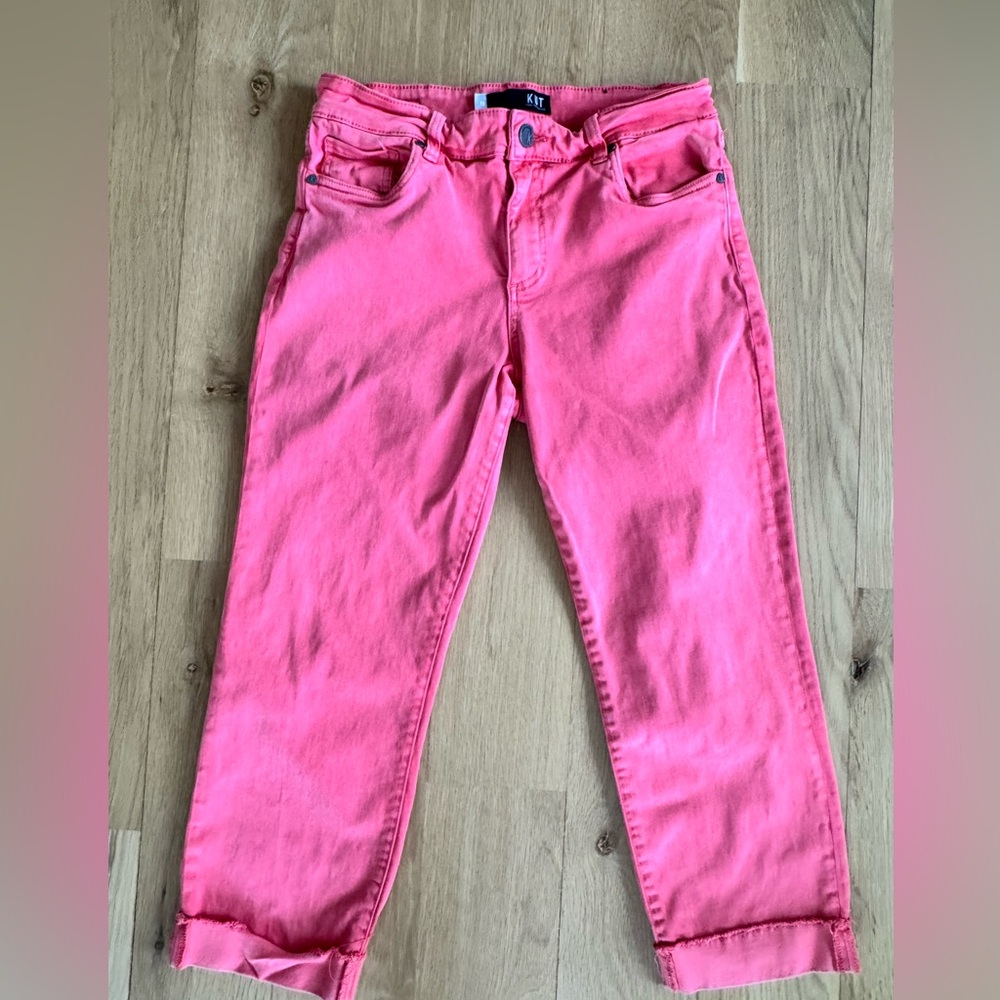 KUT From The Kloth Amy Crop Straight Leg Jeans Womens Size 10 Pink